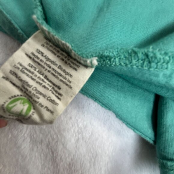 Ethos Paris Teal Organic Cotton Long Sleeve Shirt Top Small Urban Skyline Design - Picture 4 of 7